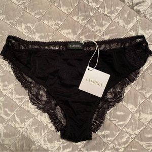 La Perla black stretch lace & tulle medium brief NWT
